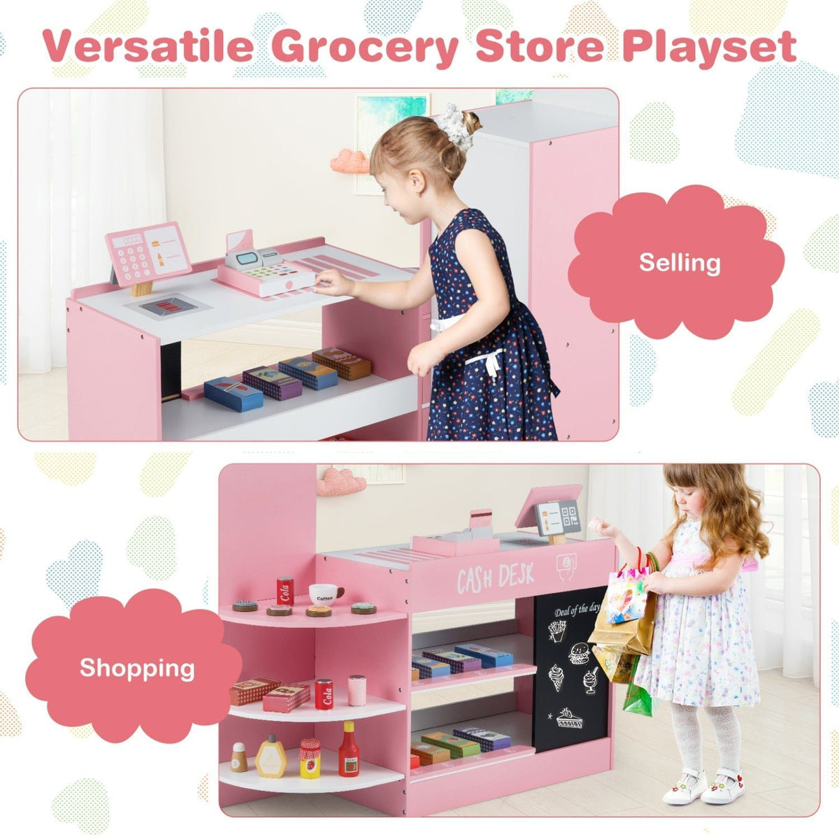 Kids Grocery Store Playset with Cash Register & POS MachinePlay Kitchen SetTorqelo.com