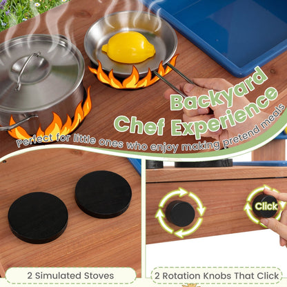 Kids Mud Kitchen with Planter Box and 13 AccessoriesPlay Kitchen SetTorqelo.com