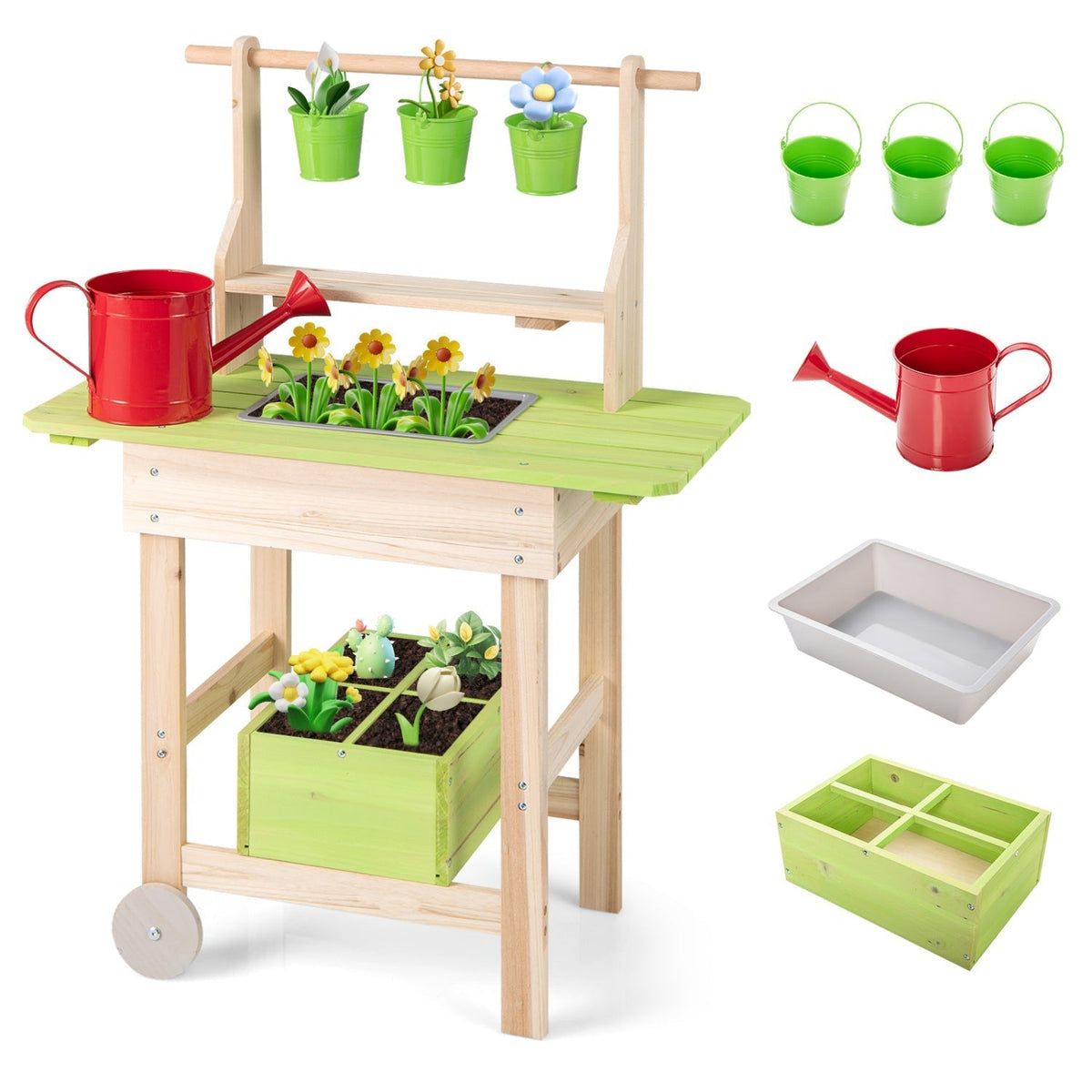 Kids Mud Kitchen with Removable Pots and Planting TroughPlay KitchenTorqelo.com