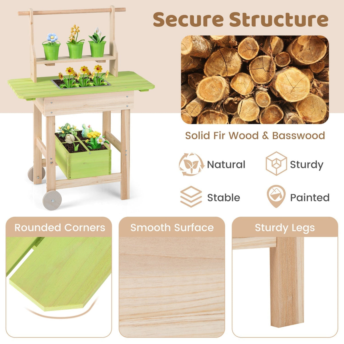Kids Mud Kitchen with Removable Pots and Planting TroughPlay KitchenTorqelo.com