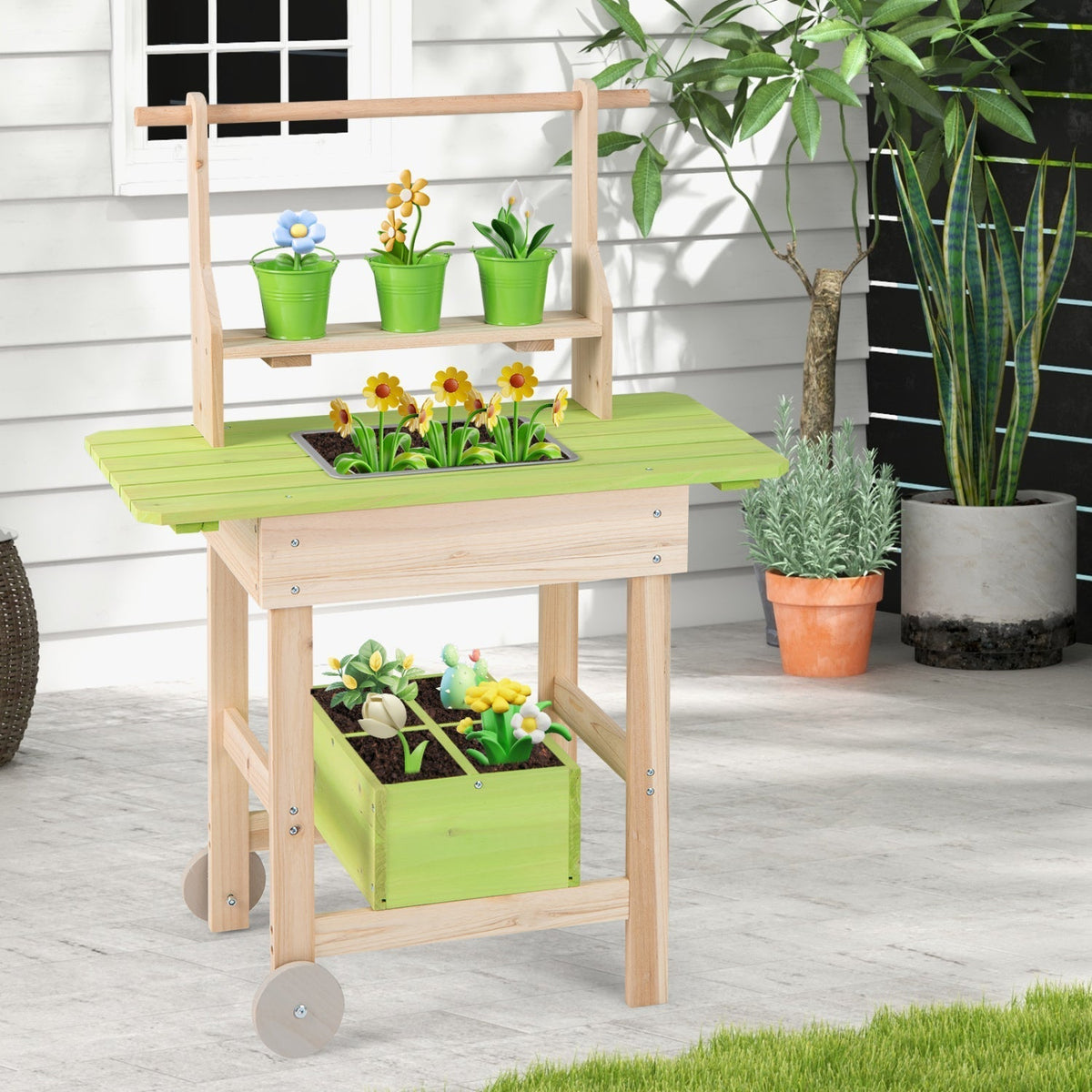 Kids Mud Kitchen with Removable Pots and Planting TroughPlay KitchenTorqelo.com