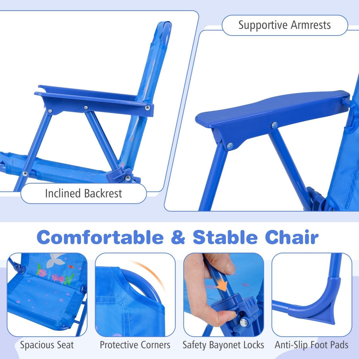Kids Outdoor Table and Chair Set with 2 Folding Chairs and Height Adjustable UmbrellaTorqelo.com