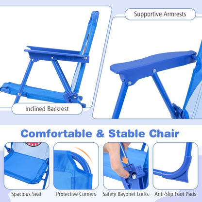 Kids Outdoor Table and Chair Set with 2 Folding Chairs and Height Adjustable UmbrellaTorqelo.com