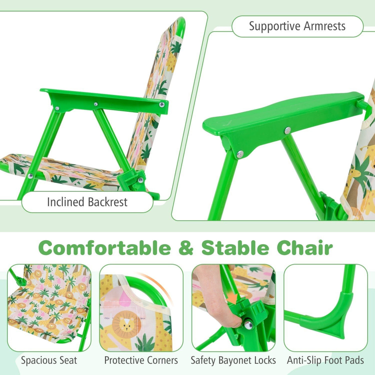 Kids Outdoor Table and Chair Set with 2 Folding Chairs and Height Adjustable UmbrellaTorqelo.com
