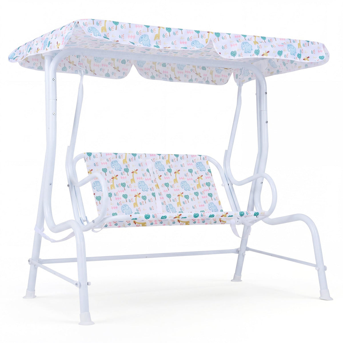 Kids Patio Swing 2-Seater Outdoor Porch Swing Lounge Chair with Adjustable CanopyTorqelo.com