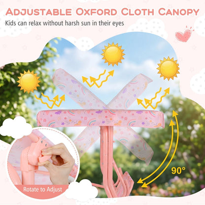 Kids Patio Swing 2-Seater Outdoor Porch Swing Lounge Chair with Adjustable CanopyTorqelo.com