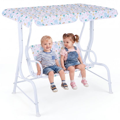 Kids Patio Swing 2-Seater Outdoor Porch Swing Lounge Chair with Adjustable CanopyTorqelo.com