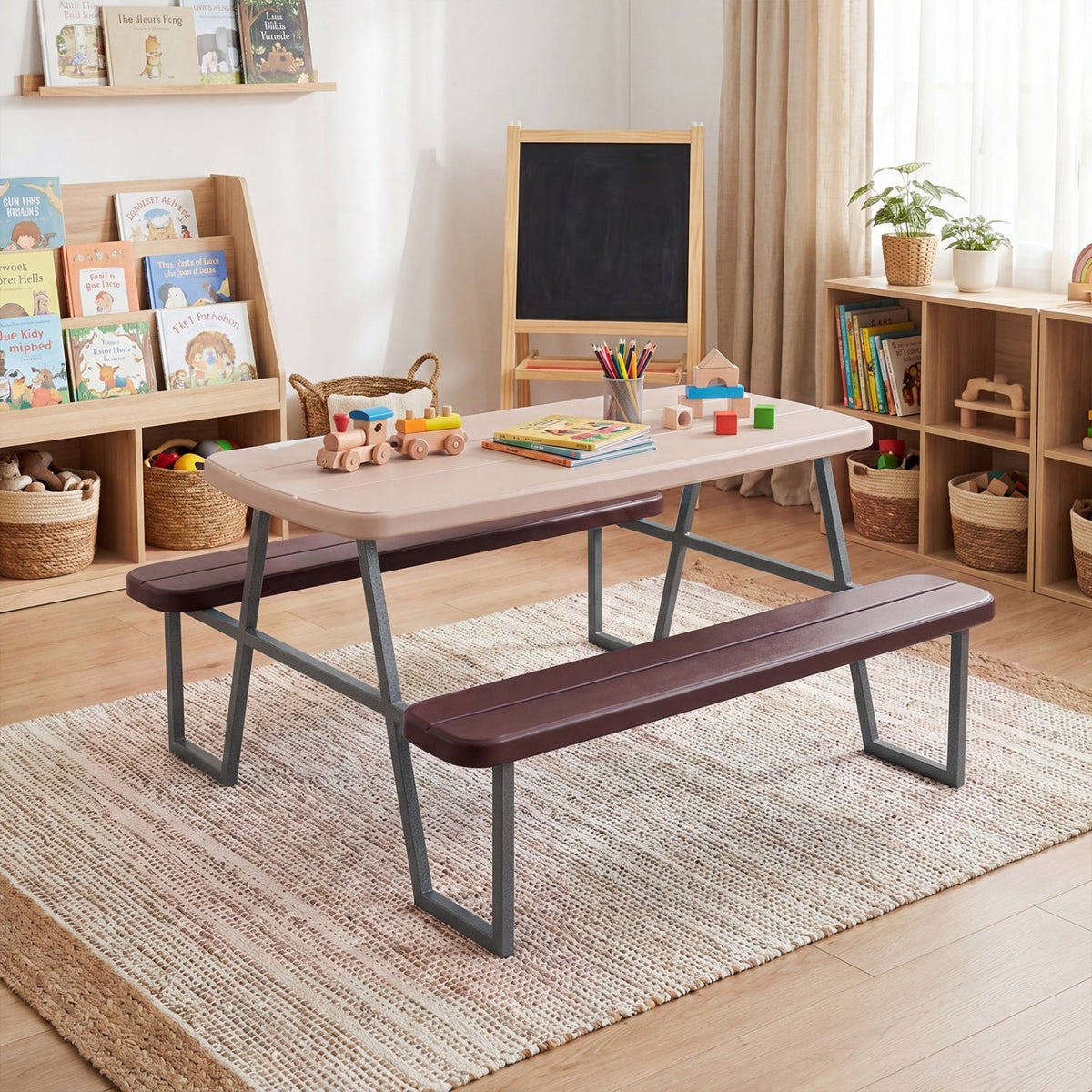 Kids Picnic Table with Benches Seats up to 4Torqelo.com
