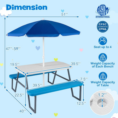Kids Picnic Table with Benches Seats up to 4Torqelo.com