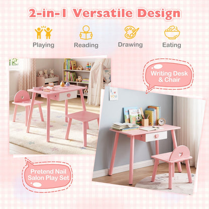 Kids Pretend Nail Salon Playset with Table and StoolsKids VanityTorqelo.com