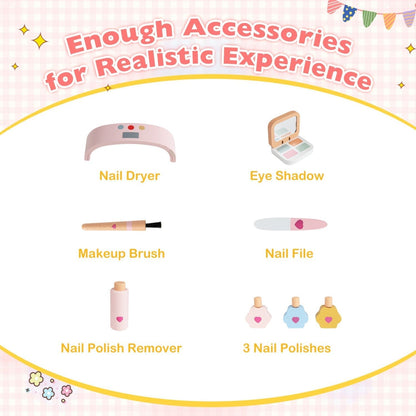 Kids Pretend Nail Salon Playset with Table and StoolsKids VanityTorqelo.com