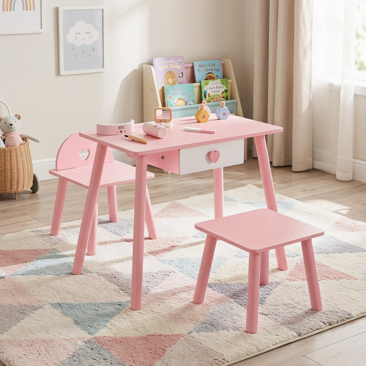 Kids Pretend Nail Salon Playset with Table and StoolsKids VanityTorqelo.com