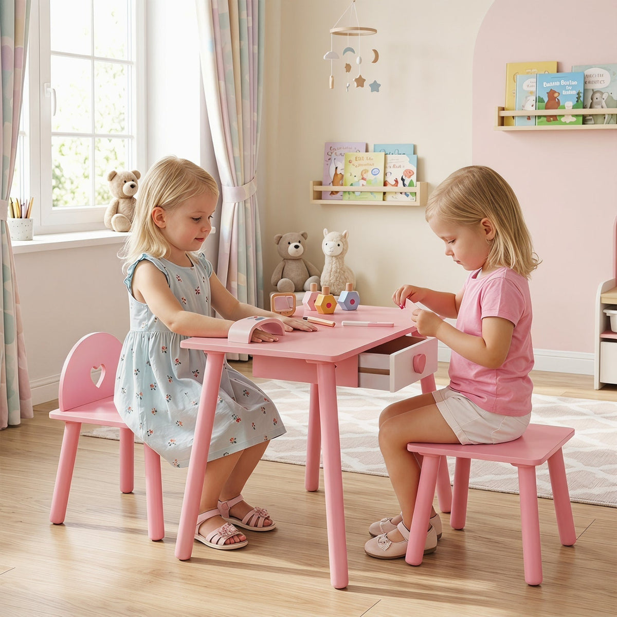 Kids Pretend Nail Salon Playset with Table and StoolsKids VanityTorqelo.com