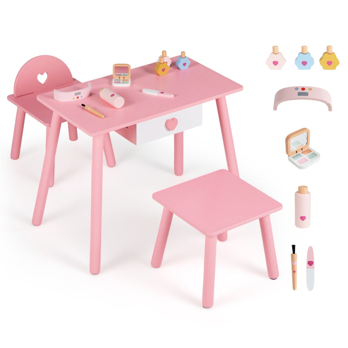 Kids Pretend Nail Salon Playset with Table and StoolsKids VanityTorqelo.com