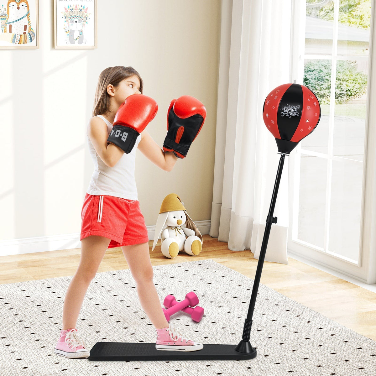 Kids Punching Bag with Adjustable Stand and Boxing GlovesTorqelo.com