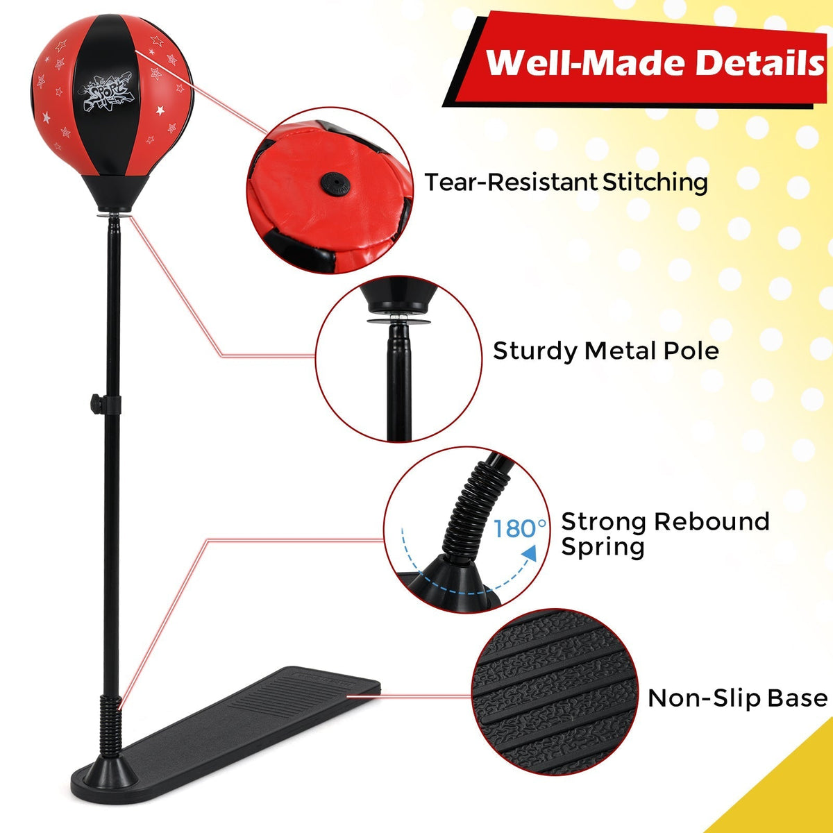 Kids Punching Bag with Adjustable Stand and Boxing GlovesTorqelo.com