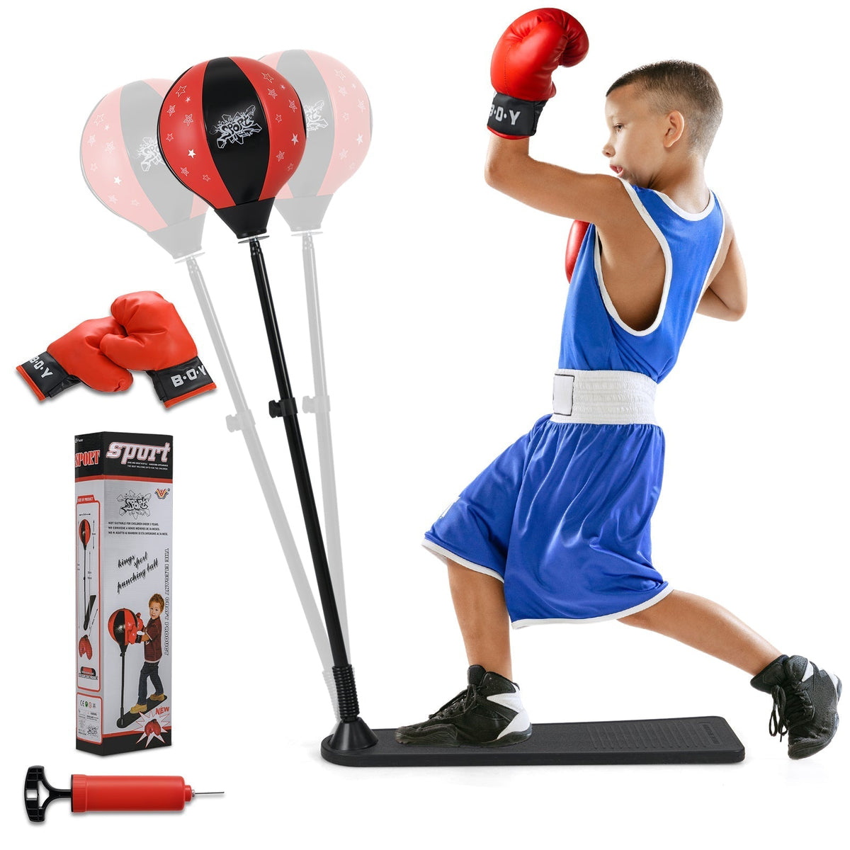 Kids Punching Bag with Adjustable Stand and Boxing GlovesTorqelo.com