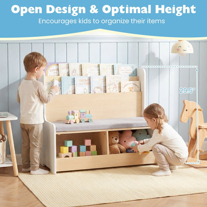 Kids Reading Nook with Bench Bookshelf and 2 CubbiesTorqelo.com