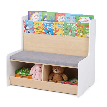 Kids Reading Nook with Bench Bookshelf and 2 CubbiesTorqelo.com