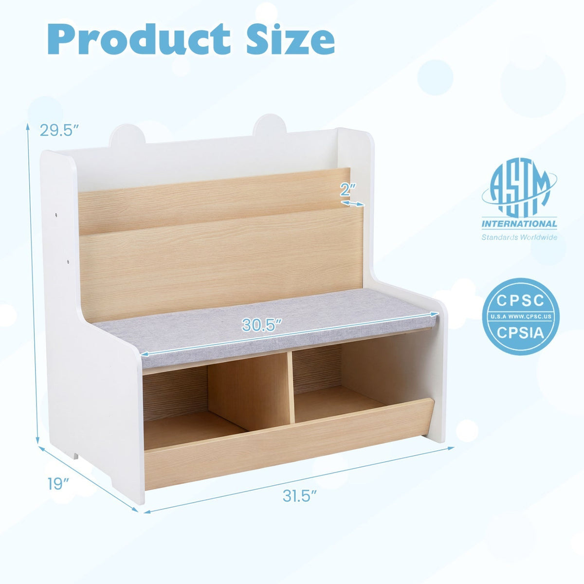 Kids Reading Nook with Bench Bookshelf and 2 CubbiesTorqelo.com