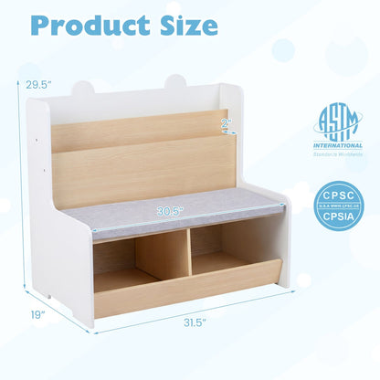 Kids Reading Nook with Bench Bookshelf and 2 CubbiesTorqelo.com