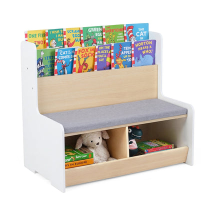 Kids Reading Nook with Bench Bookshelf and 2 CubbiesTorqelo.com