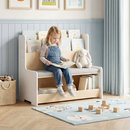 Kids Reading Nook with Bench Bookshelf and 2 CubbiesTorqelo.com