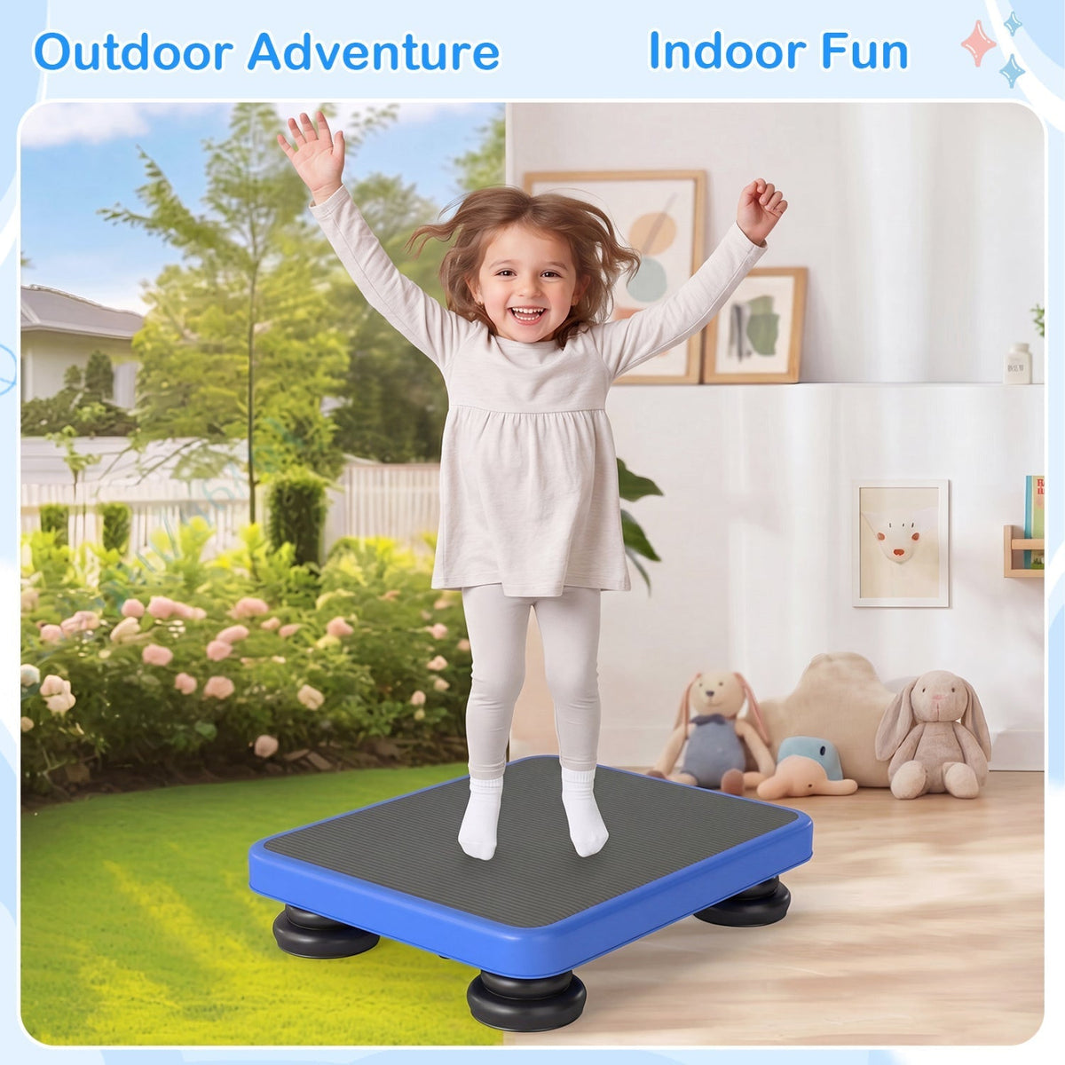 Kids Rebounder Bouncing Board 24x20" with Elastic RopesTrampolineTorqelo.com