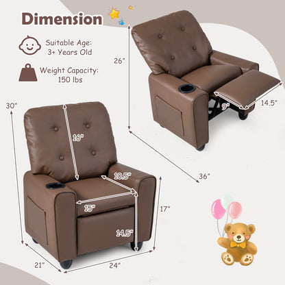 Kids Recliner Chair with Cup Holder & Adjustable BackrestKids ReclinerTorqelo.com
