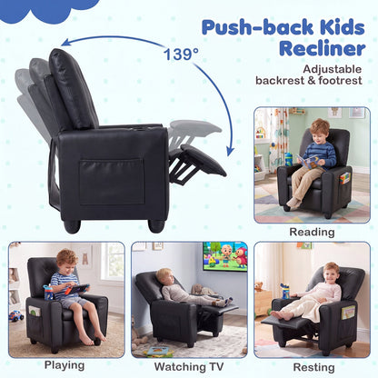 Kids Recliner Chair with Cup Holder & Adjustable BackrestKids ReclinerTorqelo.com