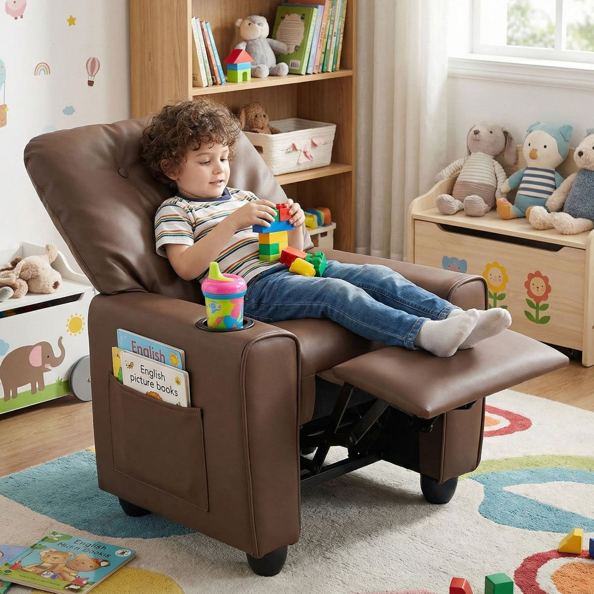 Kids Recliner Chair with Cup Holder & Adjustable BackrestKids ReclinerTorqelo.com