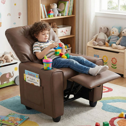 Kids Recliner Chair with Cup Holder & Adjustable BackrestKids ReclinerTorqelo.com