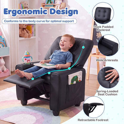 Kids Recliner Chair with Cup Holder & Adjustable BackrestKids ReclinerTorqelo.com