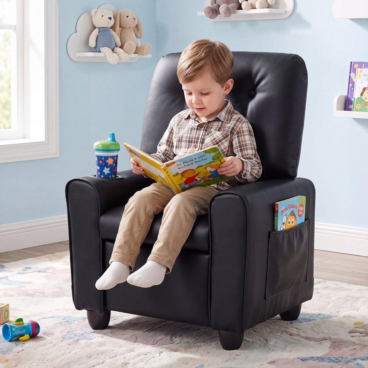 Kids Recliner Chair with Cup Holder & Adjustable BackrestKids ReclinerTorqelo.com