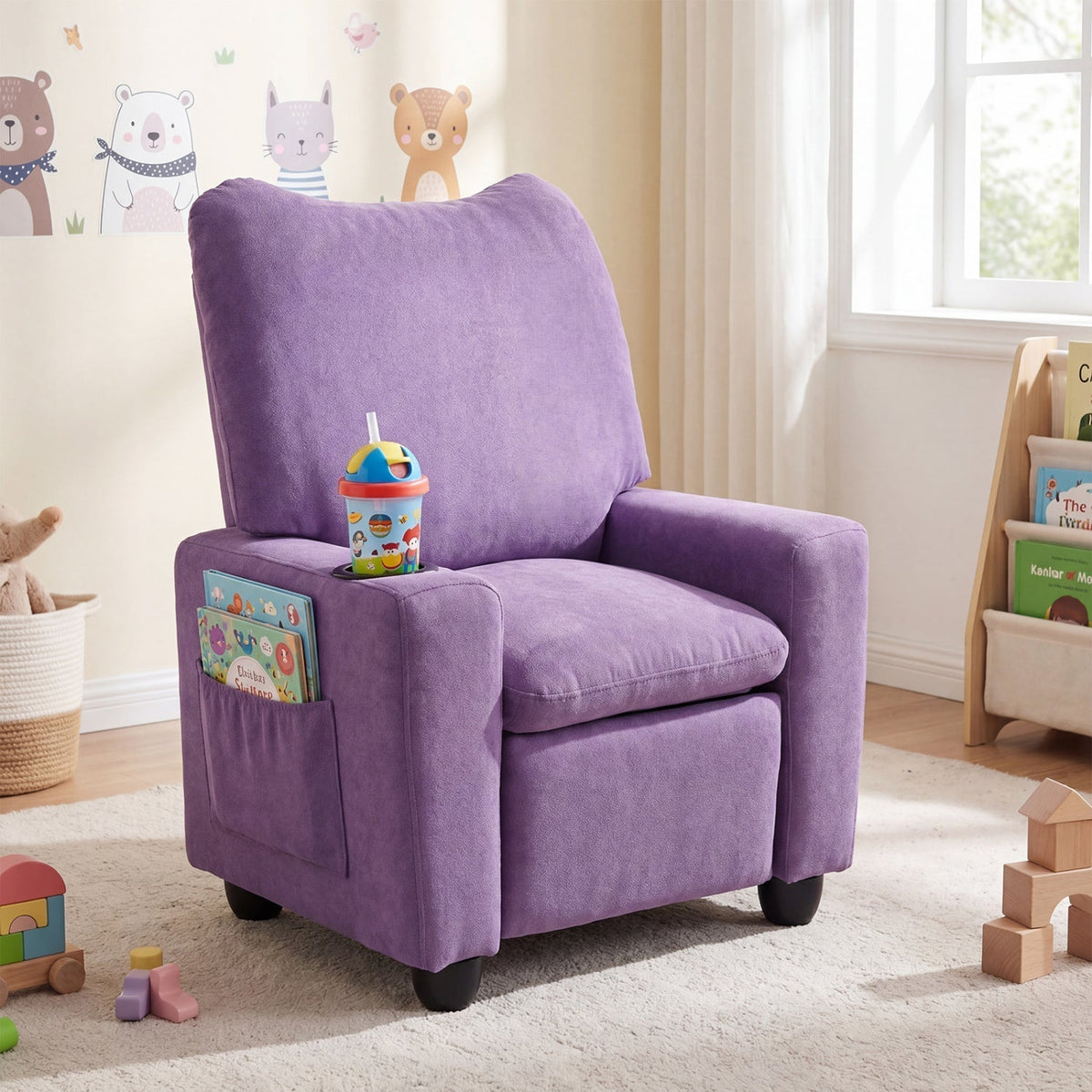Kids Recliner Sofa with Adjustable Footrest and Cup HolderKids FurnitureTorqelo.com