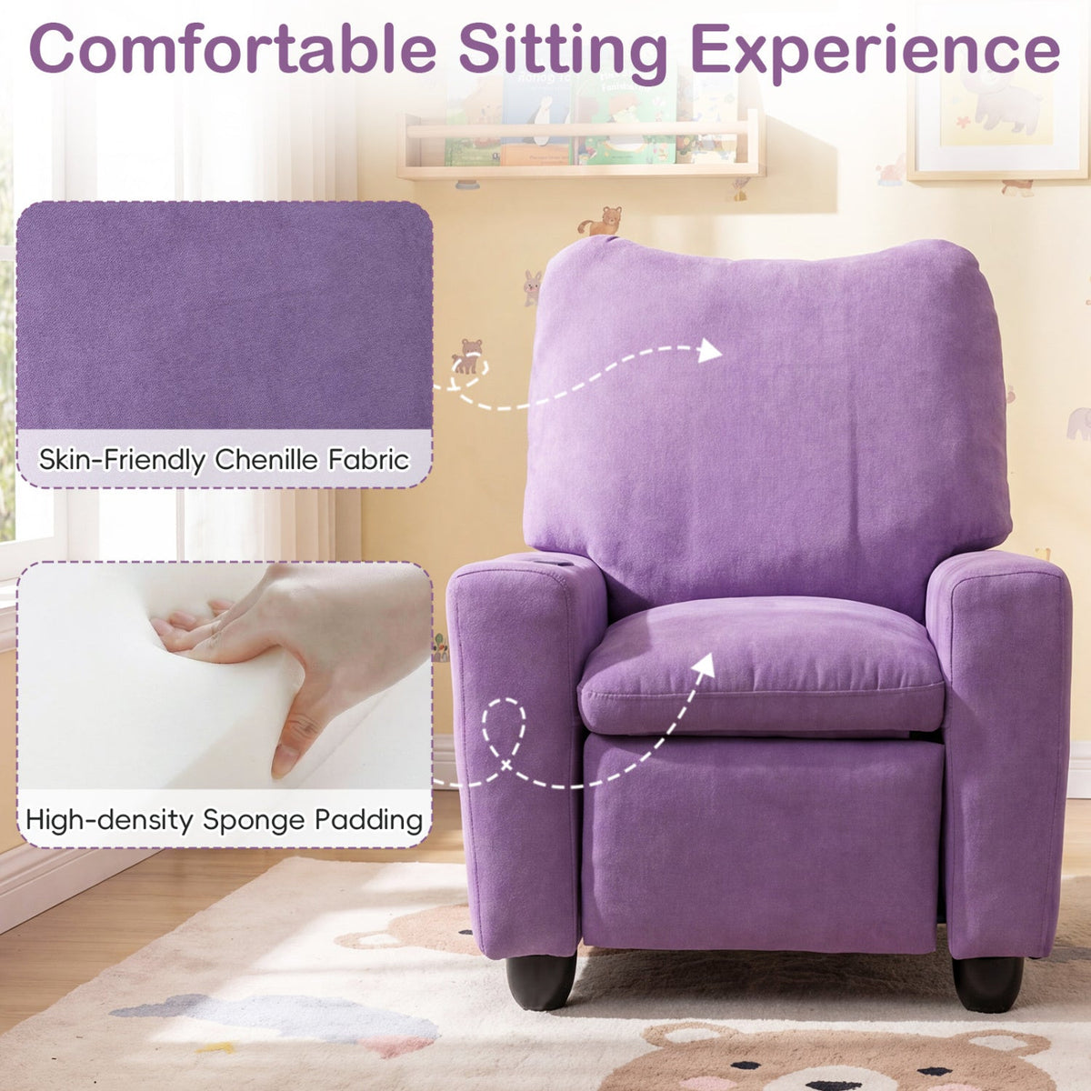 Kids Recliner Sofa with Adjustable Footrest and Cup HolderKids FurnitureTorqelo.com