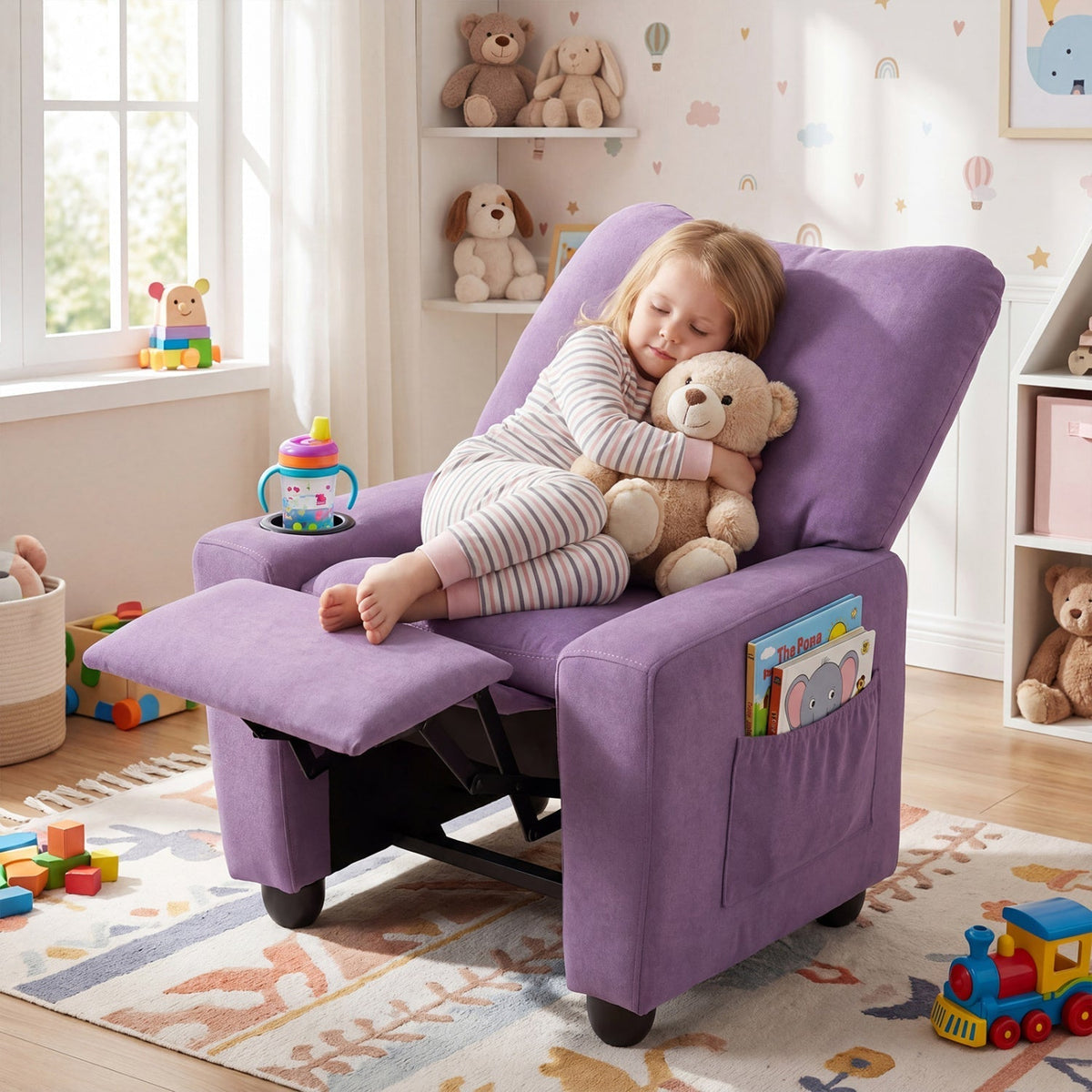 Kids Recliner Sofa with Adjustable Footrest and Cup HolderKids FurnitureTorqelo.com