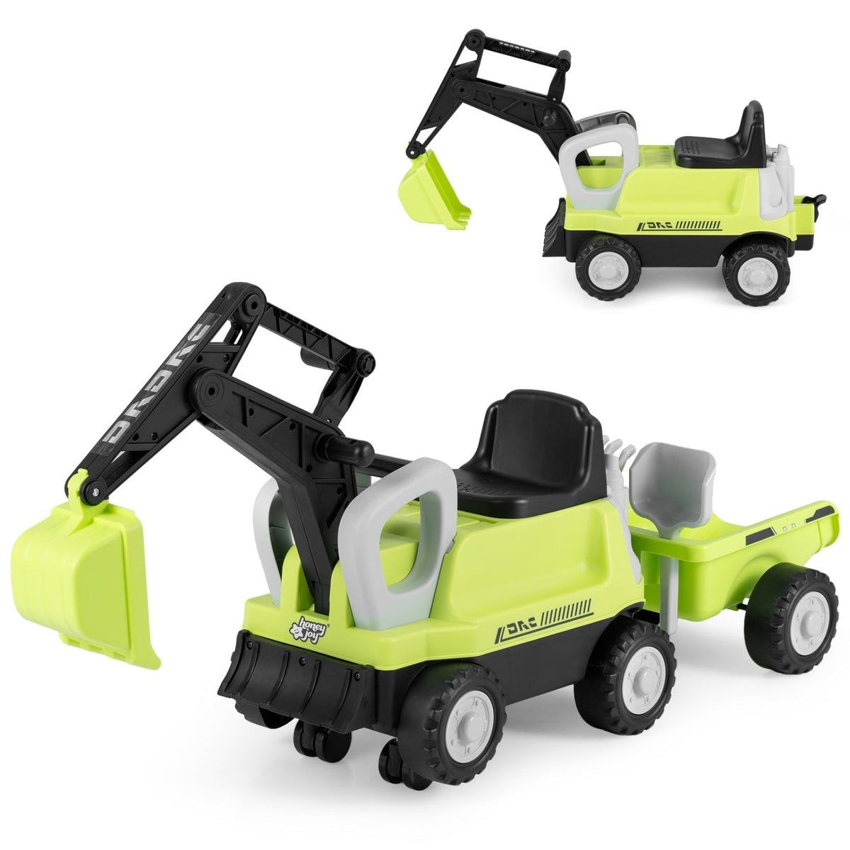 Kids Ride On Tractor with Digging Arm and TrailerRide-On ToyTorqelo.com