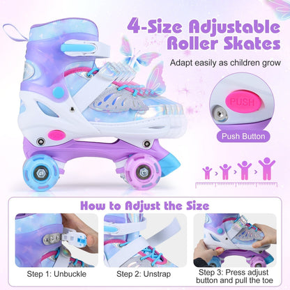 Kids Roller Skates for Toddlers Ages 5-7 with 4 Light-up WheelsTorqelo.com