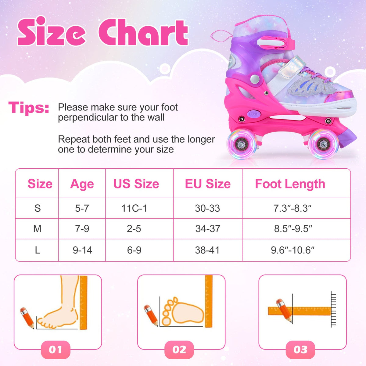 Kids Roller Skates for Toddlers Ages 7-9 with 4 Light up WheelsTorqelo.com
