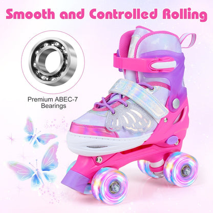 Kids Roller Skates for Toddlers Ages 7-9 with 4 Light up WheelsTorqelo.com