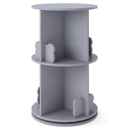 Kids Rotating Bookshelf 2-Tier Storage Rack with Bear BafflesKids BookshelfTorqelo.com
