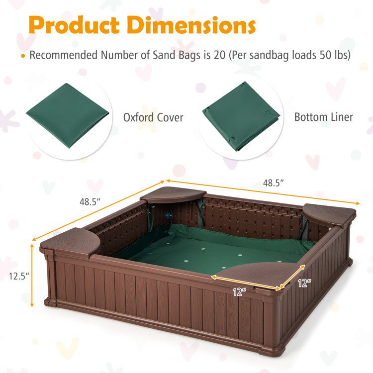 Kids Sandbox with Cover and Seats with 2 Kids Adirondack ChairsTorqelo.com