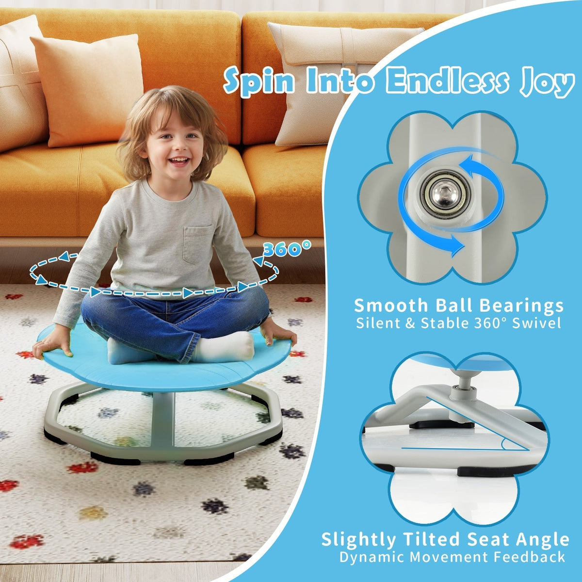 Kids Sensory Swivel Chair Cat Claw 360¬∞ Spinning Chair with Non-Slip Metal BaseTorqelo.com