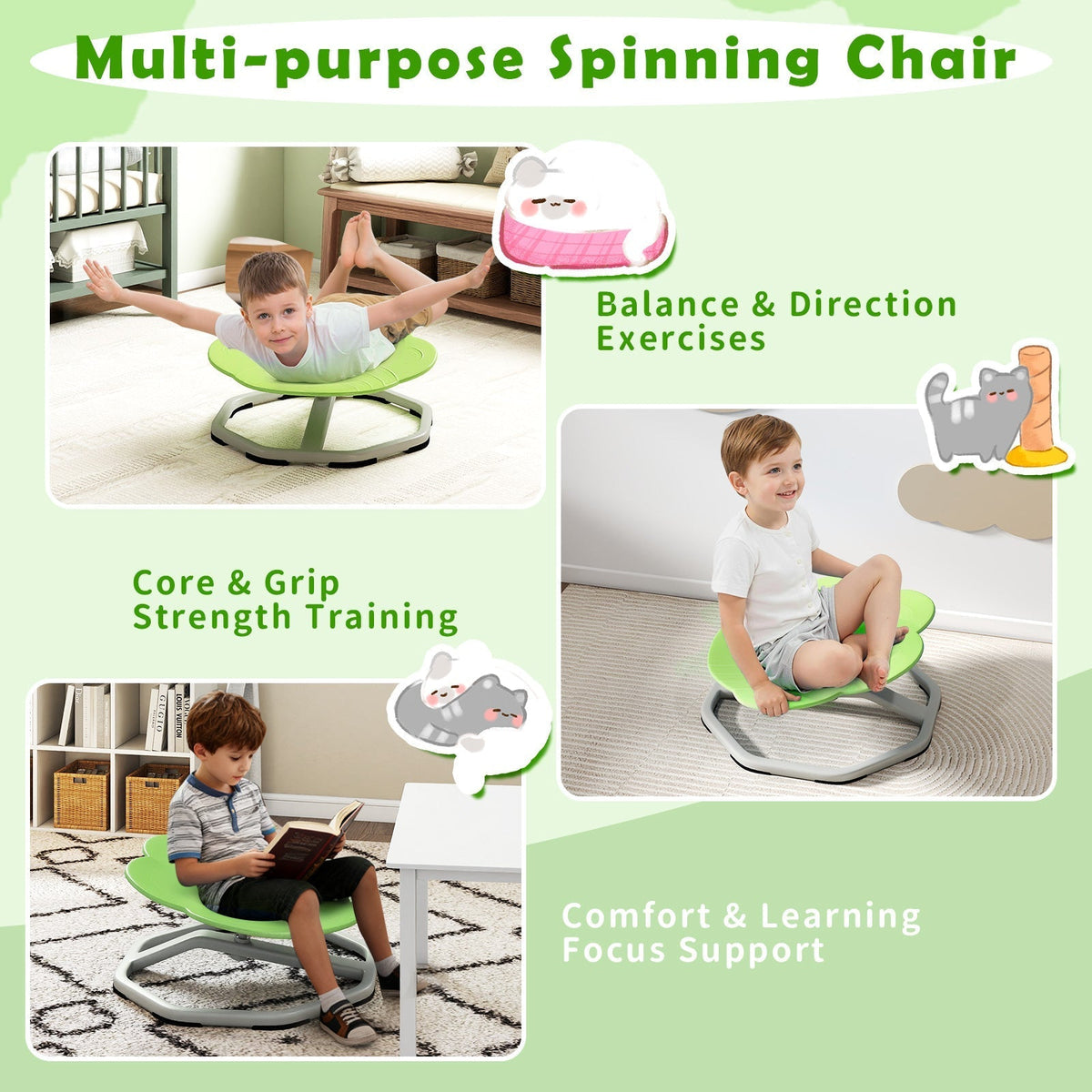 Kids Sensory Swivel Chair Cat Claw 360¬∞ Spinning Chair with Non-Slip Metal BaseTorqelo.com