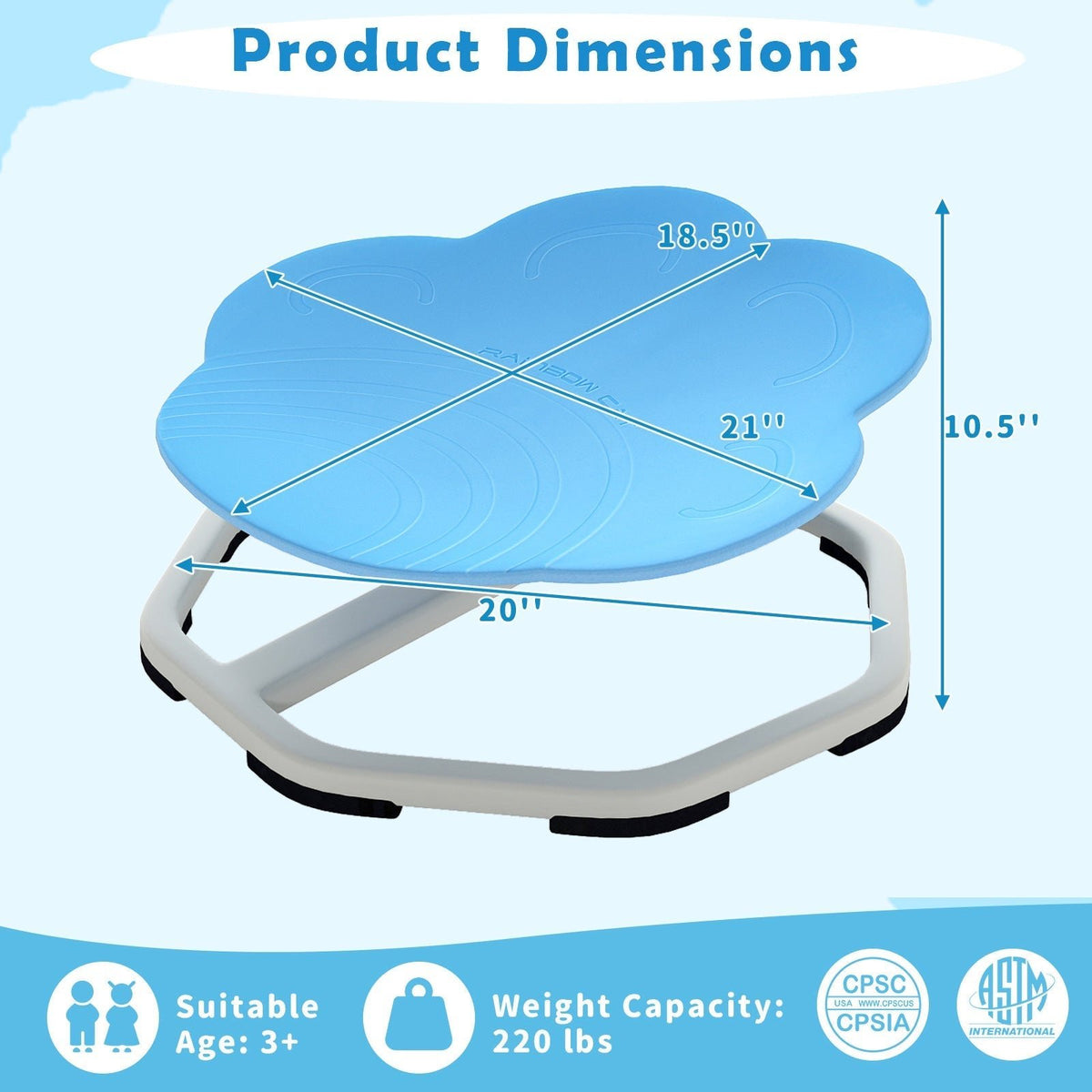 Kids Sensory Swivel Chair Cat Claw 360¬∞ Spinning Chair with Non-Slip Metal BaseTorqelo.com