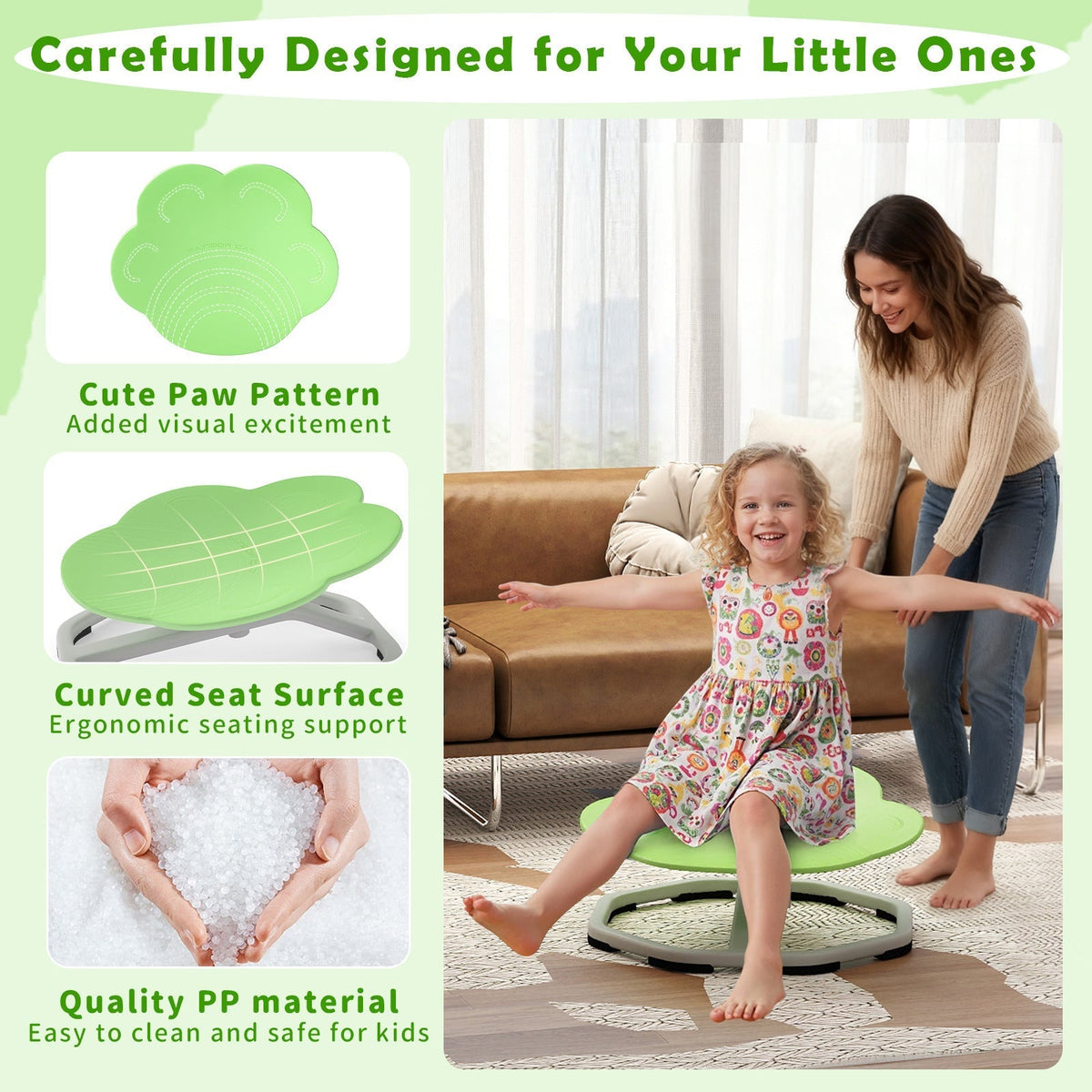 Kids Sensory Swivel Chair Cat Claw 360¬∞ Spinning Chair with Non-Slip Metal BaseTorqelo.com