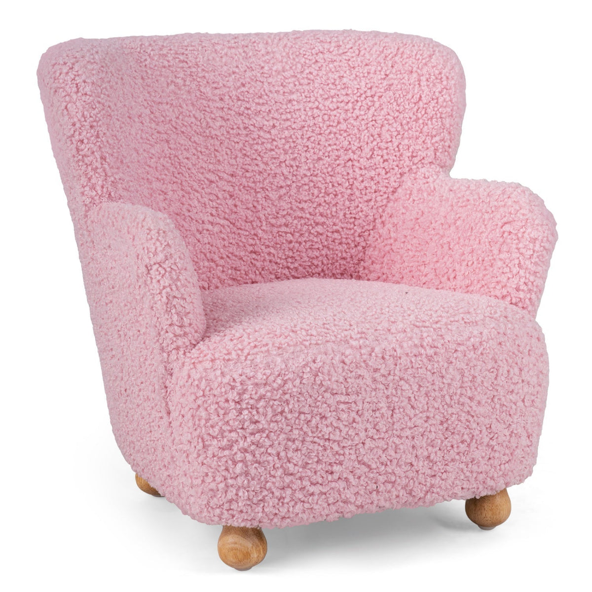Kids Sherpa Armchair with Solid Wood Legs - Light PinkKids FurnitureTorqelo.com