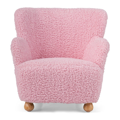 Kids Sherpa Armchair with Solid Wood Legs - Light PinkKids FurnitureTorqelo.com