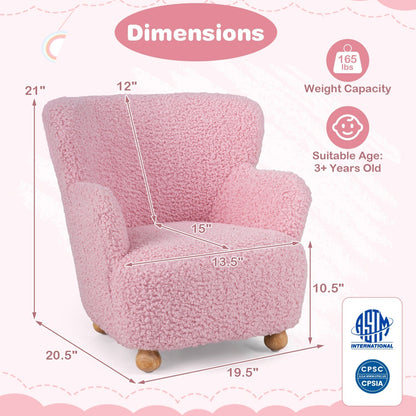 Kids Sherpa Armchair with Solid Wood Legs - Light PinkKids FurnitureTorqelo.com